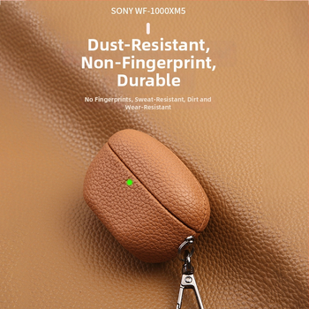 Lychee-textúrájú védőtok Sony WF-1000XM5-höz; anyagok: műbőr, velúr, PC; matt felület; testreszabható