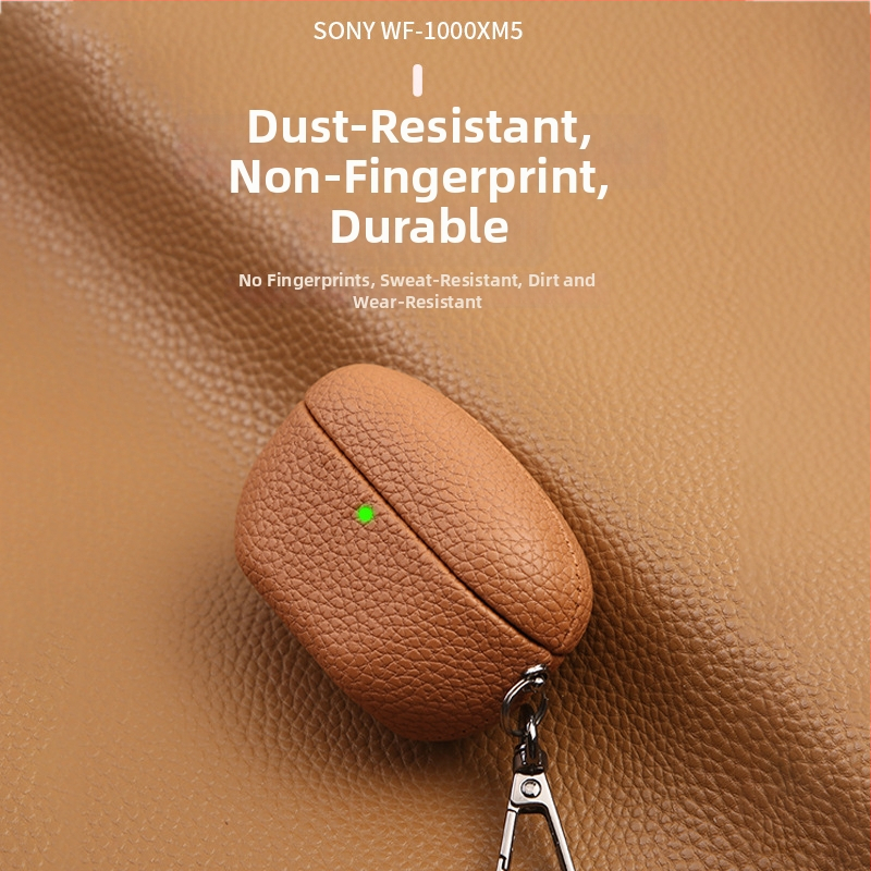 Lychee-textúrájú védőtok Sony WF-1000XM5-höz; anyagok: műbőr, velúr, PC; matt felület; testreszabható