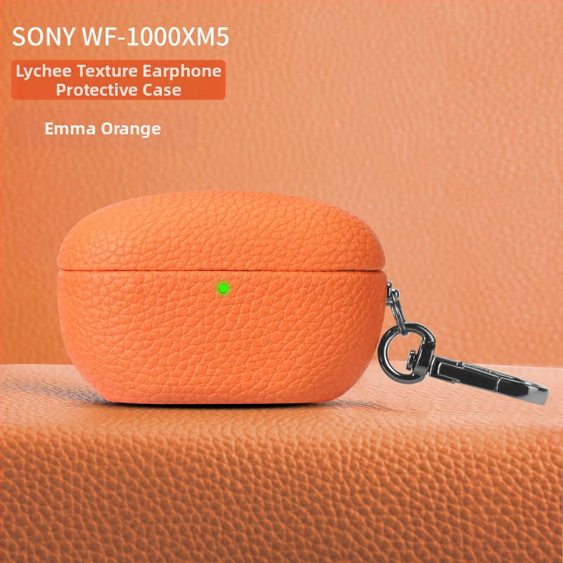 Lychee-textúrájú védőtok Sony WF-1000XM5-höz; anyagok: műbőr, velúr, PC; matt felület; testreszabható