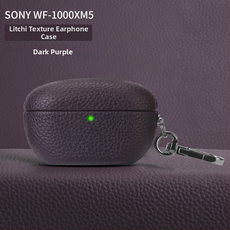 Lychee-textúrájú védőtok Sony WF-1000XM5-höz; anyagok: műbőr, velúr, PC; matt felület; testreszabható