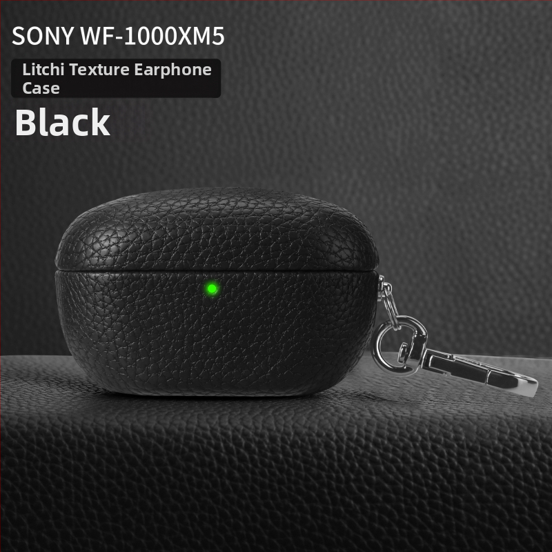 Lychee-textúrájú védőtok Sony WF-1000XM5-höz; anyagok: műbőr, velúr, PC; matt felület; testreszabható