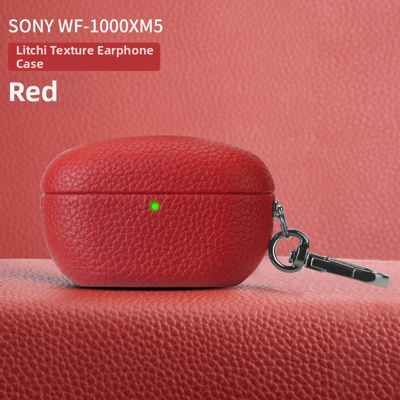 Lychee-textúrájú védőtok Sony WF-1000XM5-höz; anyagok: műbőr, velúr, PC; matt felület; testreszabható