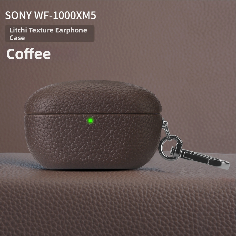 Lychee-textúrájú védőtok Sony WF-1000XM5-höz; anyagok: műbőr, velúr, PC; matt felület; testreszabható