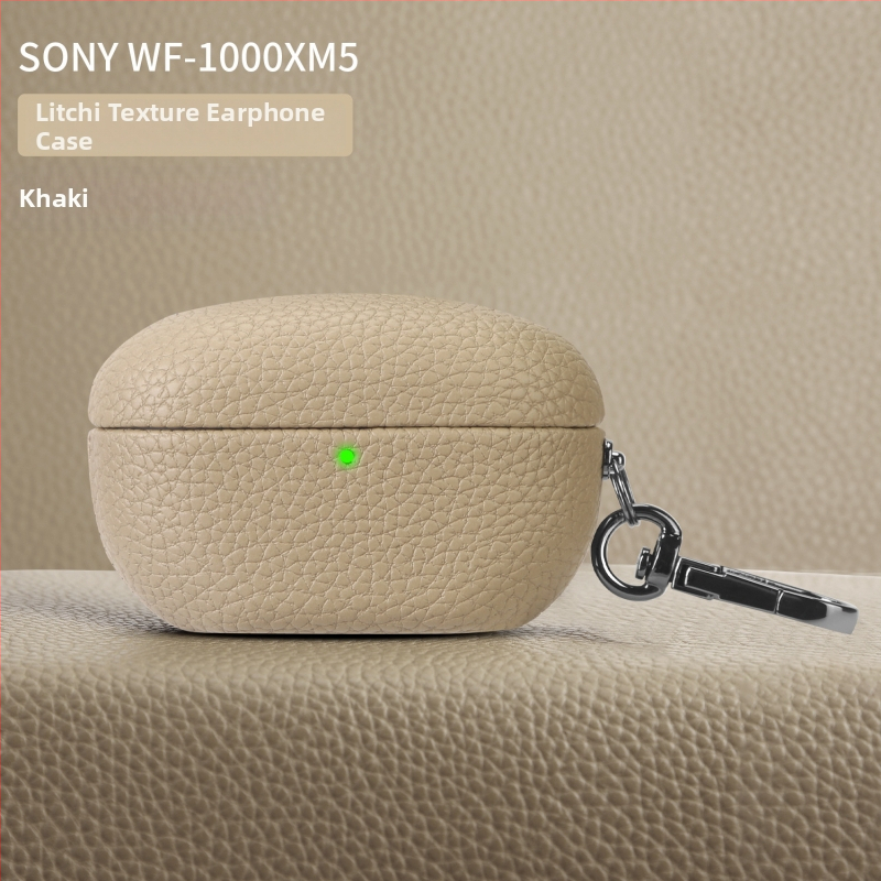 Lychee-textúrájú védőtok Sony WF-1000XM5-höz; anyagok: műbőr, velúr, PC; matt felület; testreszabható