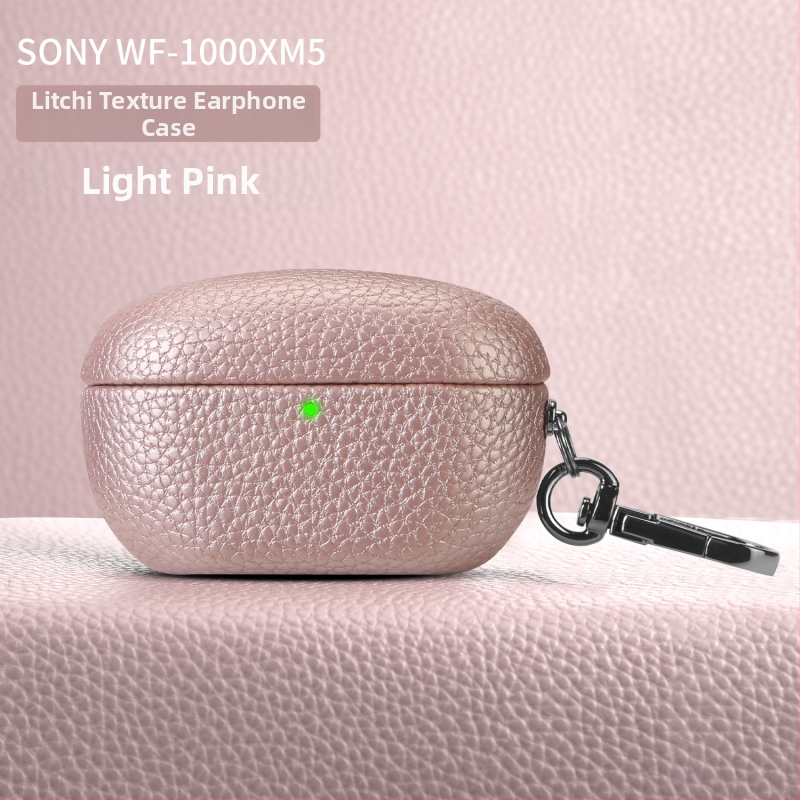 Lychee-textúrájú védőtok Sony WF-1000XM5-höz; anyagok: műbőr, velúr, PC; matt felület; testreszabható