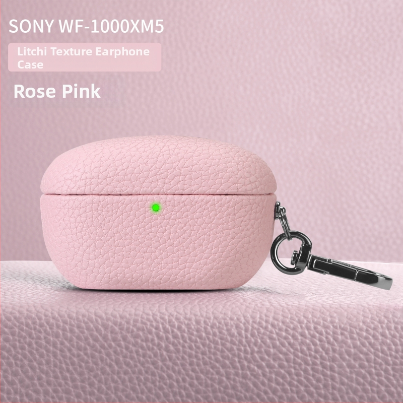 Lychee-textúrájú védőtok Sony WF-1000XM5-höz; anyagok: műbőr, velúr, PC; matt felület; testreszabható