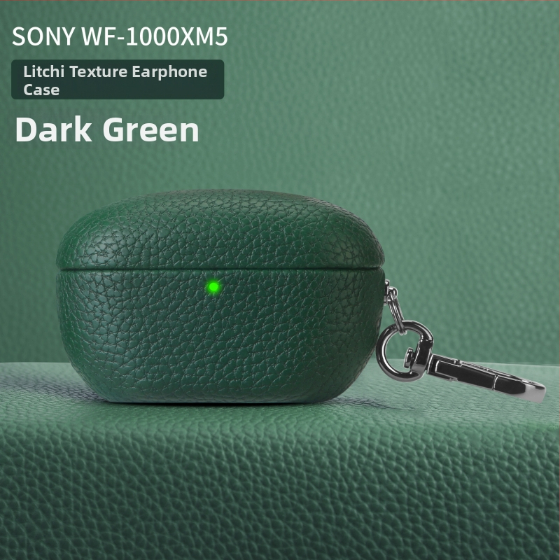 Lychee-textúrájú védőtok Sony WF-1000XM5-höz; anyagok: műbőr, velúr, PC; matt felület; testreszabható