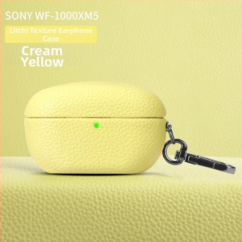 Lychee-textúrájú védőtok Sony WF-1000XM5-höz; anyagok: műbőr, velúr, PC; matt felület; testreszabható