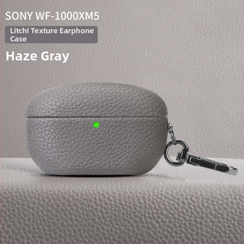 Lychee-textúrájú védőtok Sony WF-1000XM5-höz; anyagok: műbőr, velúr, PC; matt felület; testreszabható