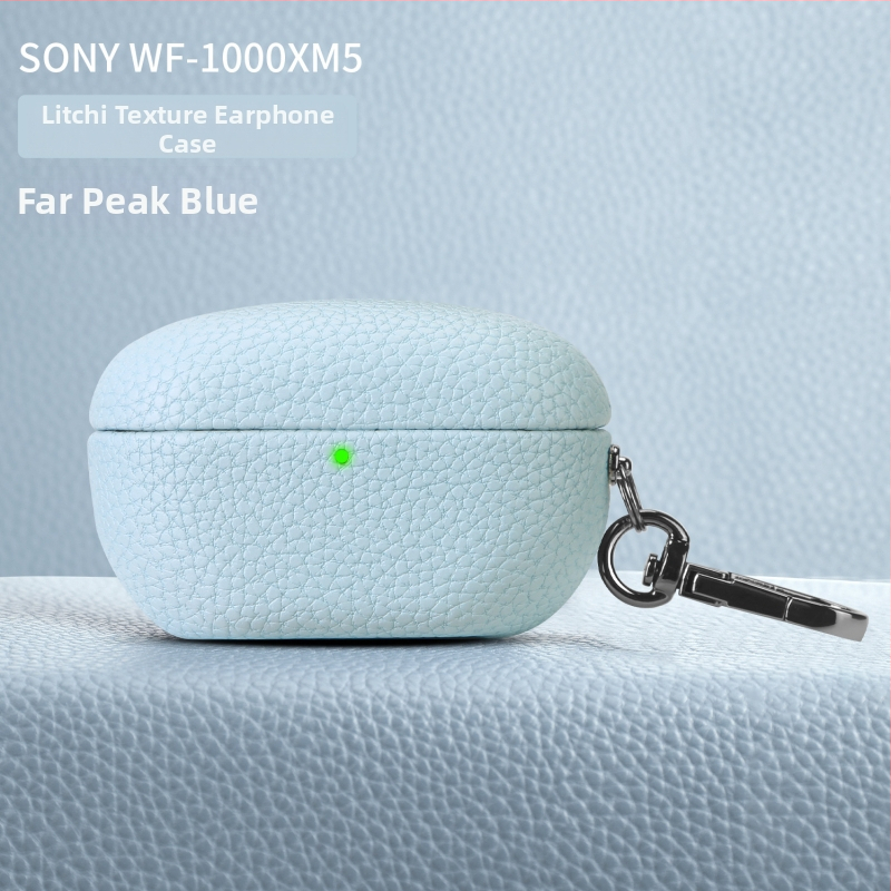 Lychee-textúrájú védőtok Sony WF-1000XM5-höz; anyagok: műbőr, velúr, PC; matt felület; testreszabható