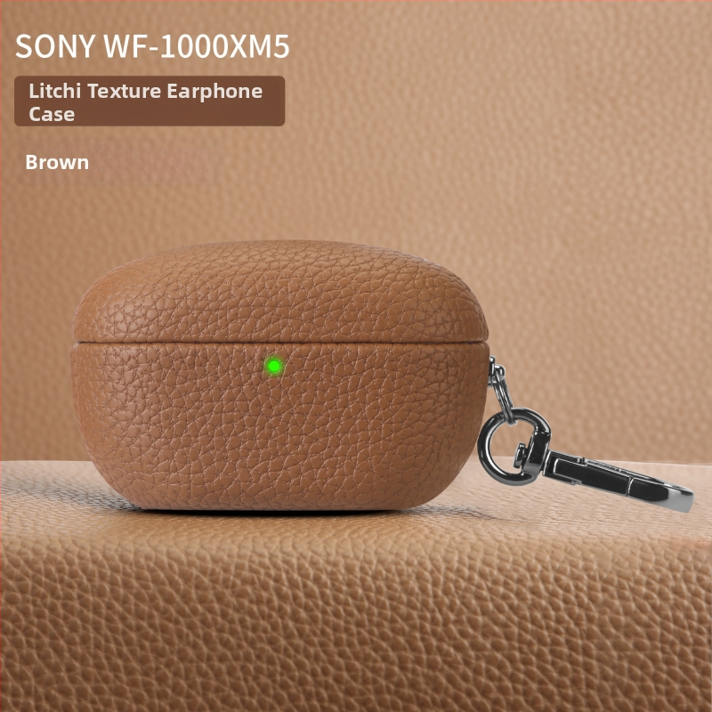 Lychee-textúrájú védőtok Sony WF-1000XM5-höz; anyagok: műbőr, velúr, PC; matt felület; testreszabható