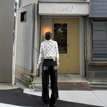 Aso ženske traperice, korejski stil, visok struk, ravno opušten kroj, šivanje slova na džepovima, pamuk denim, proljeće 2025