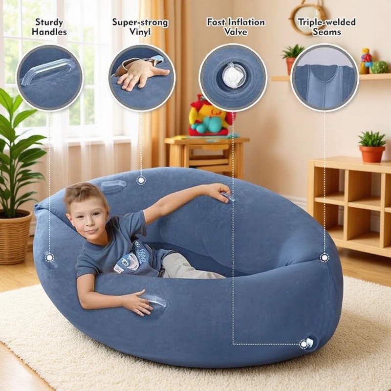 Φουσκωτός καναπές εξωτερικού χώρου – φορητός, αναδιπλούμενος, PVC υλικό, κατάλληλος για κατασκήνωση