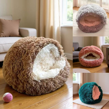 Κουκούλι για γάτες και σκύλους – σχημα κοχυλιού με ημι-κλειστό σχήμα, μαλακό κυκλικό κρεβάτι, ύφασμα, διατηρεί ζεστασιά, όλο τον χρόνο