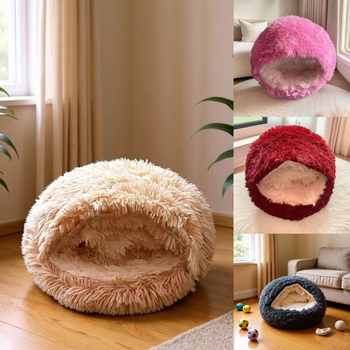Κουκούλι για γάτες και σκύλους – σχημα κοχυλιού με ημι-κλειστό σχήμα, μαλακό κυκλικό κρεβάτι, ύφασμα, διατηρεί ζεστασιά, όλο τον χρόνο