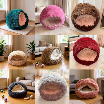 Κουκούλι για γάτες και σκύλους – σχημα κοχυλιού με ημι-κλειστό σχήμα, μαλακό κυκλικό κρεβάτι, ύφασμα, διατηρεί ζεστασιά, όλο τον χρόνο