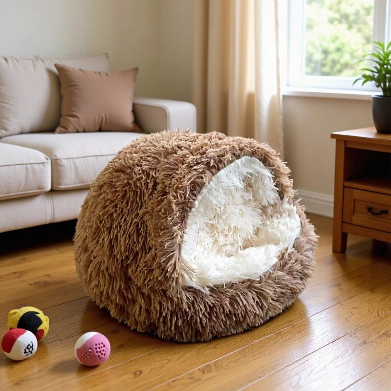 Κουκούλι για γάτες και σκύλους – σχημα κοχυλιού με ημι-κλειστό σχήμα, μαλακό κυκλικό κρεβάτι, ύφασμα, διατηρεί ζεστασιά, όλο τον χρόνο