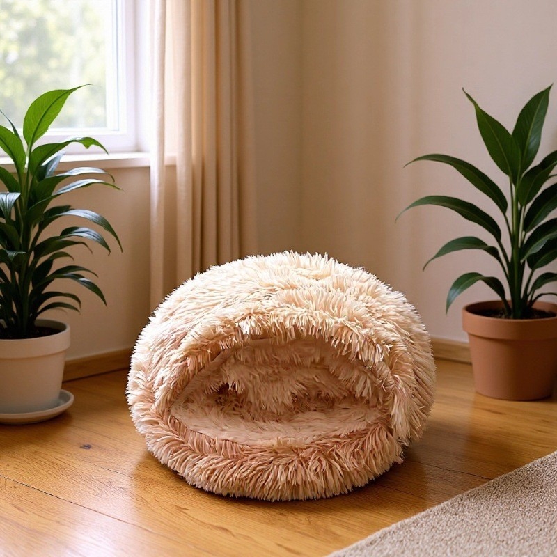 Κουκούλι για γάτες και σκύλους – σχημα κοχυλιού με ημι-κλειστό σχήμα, μαλακό κυκλικό κρεβάτι, ύφασμα, διατηρεί ζεστασιά, όλο τον χρόνο