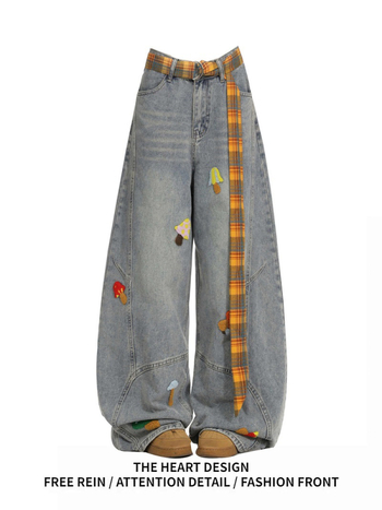 Ženske traperice s širokim nogama, visokim strukom, denim