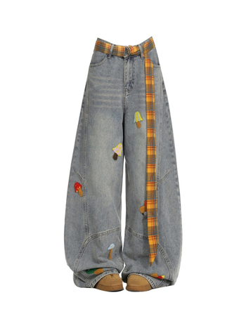 Ženske traperice s širokim nogama, visokim strukom, denim