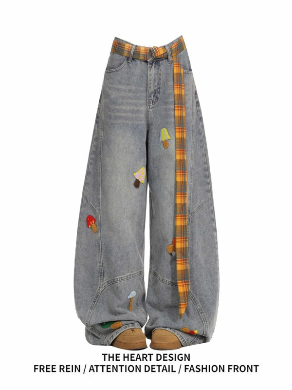 Ženske traperice s širokim nogama, visokim strukom, denim