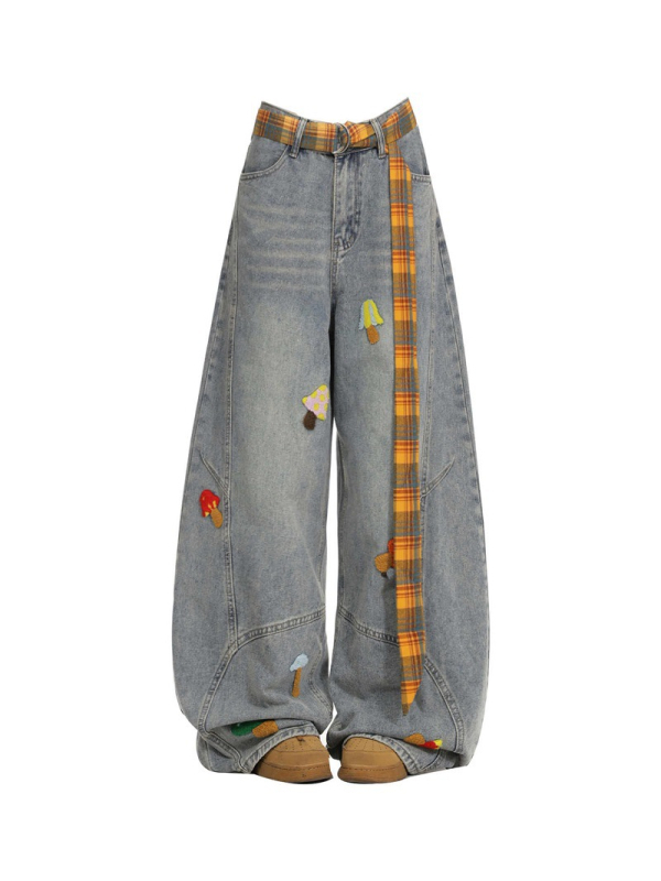 Ženske traperice s širokim nogama, visokim strukom, denim