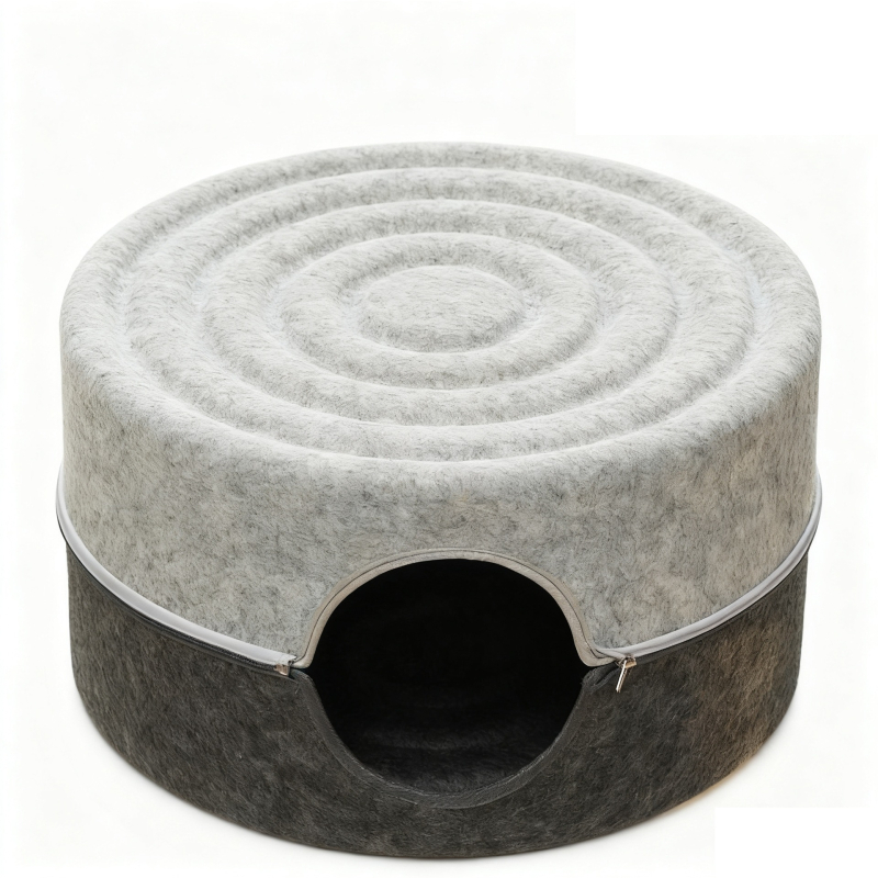 Φωλιά γάτας με μεγάλο εσωτερικό χώρο, ανθεκτικό σε γδαρσίματα φελτ, ημι-κλειστή κυκλική σχεδίαση, πλένεται, κατάλληλη για εσωτερική χρήση όλο τον χρόνο, ζεστή