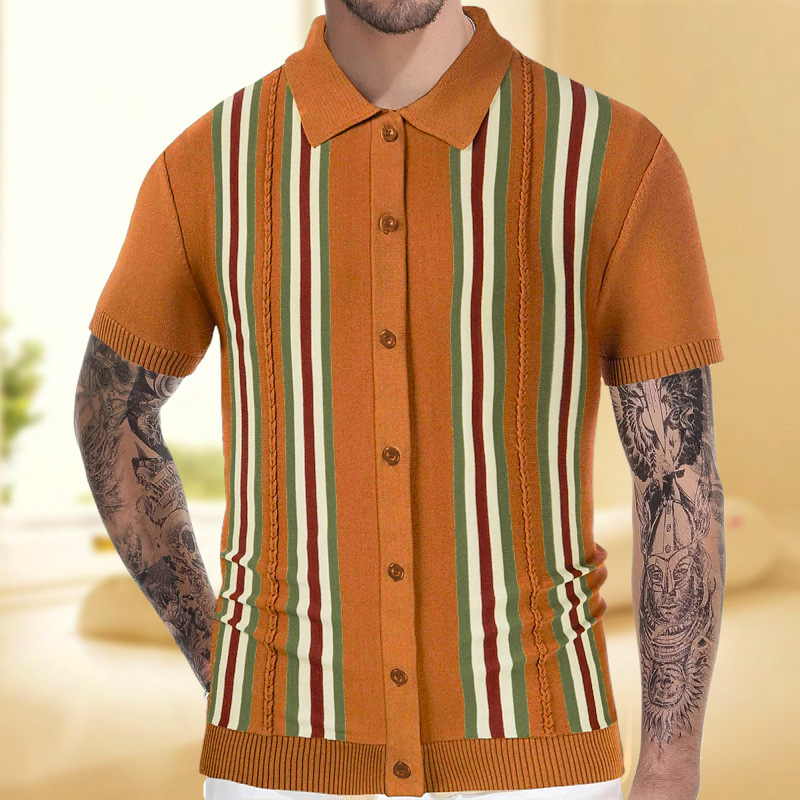 Muško polo majica s prugama, uski kroj, kratki rukavi, viskoza