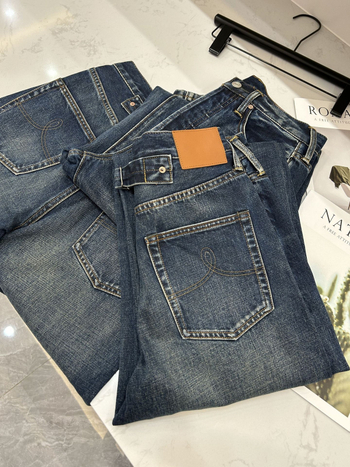 Jeans RRL klasični retro distressed, labavi ravni kroj, 95% pamuk, srednji pojas, zimsko izdanje 2025