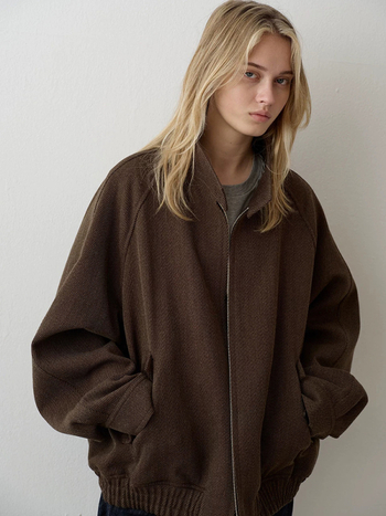 Дамско ретро вълнено твидено яке със стойка яка, цип, свободна кройка, къс модел, есен 2025