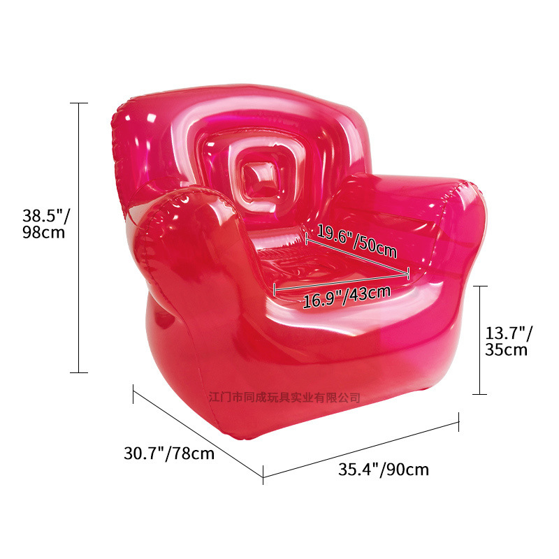 Prozirna nafukiva sofa za kampiranje na otvorenom, jednosed, PVC ekološki prihvatljiv, debljina 0.35 mm, težina 2.4 kg, za odrasle