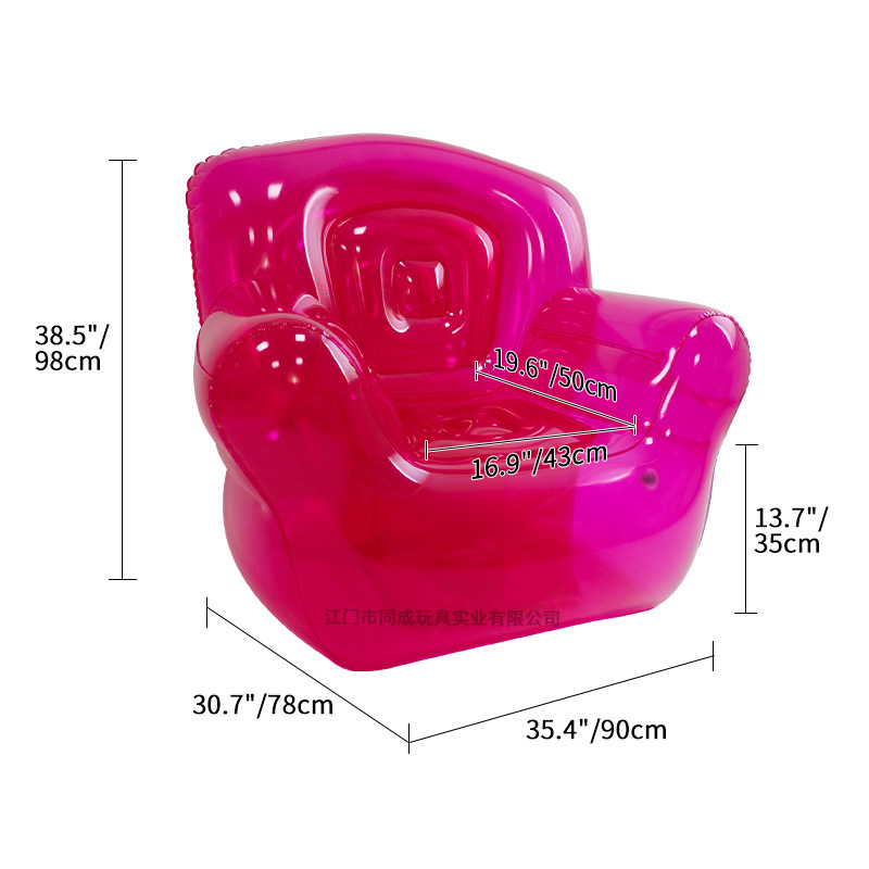 Prozirna nafukiva sofa za kampiranje na otvorenom, jednosed, PVC ekološki prihvatljiv, debljina 0.35 mm, težina 2.4 kg, za odrasle