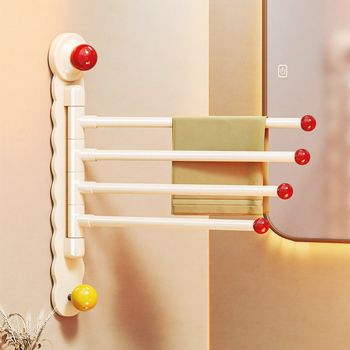 Suport de prosoape cu ventuză, rotativ, pentru baie – corp din fier, montaj fără găuri, fără urme