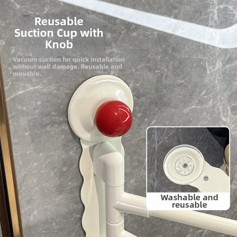 Suport de prosoape cu ventuză, rotativ, pentru baie – corp din fier, montaj fără găuri, fără urme