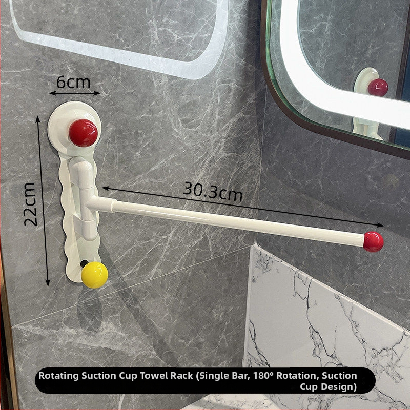 Suport de prosoape cu ventuză, rotativ, pentru baie – corp din fier, montaj fără găuri, fără urme
