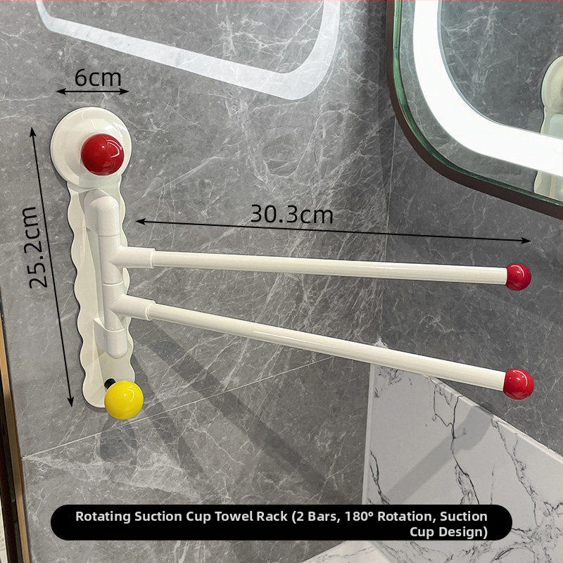Suport de prosoape cu ventuză, rotativ, pentru baie – corp din fier, montaj fără găuri, fără urme