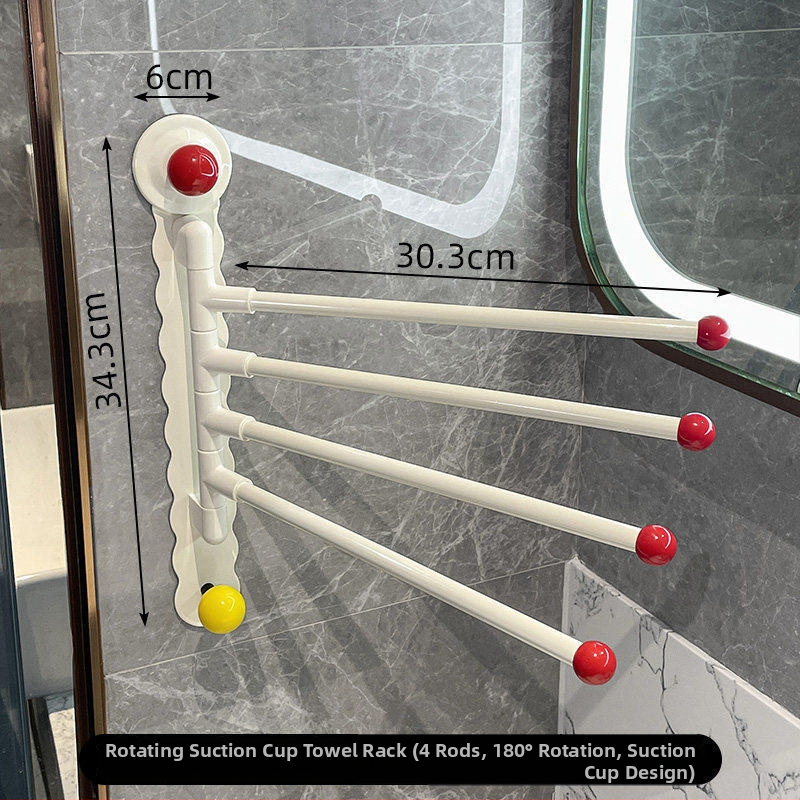 Suport de prosoape cu ventuză, rotativ, pentru baie – corp din fier, montaj fără găuri, fără urme