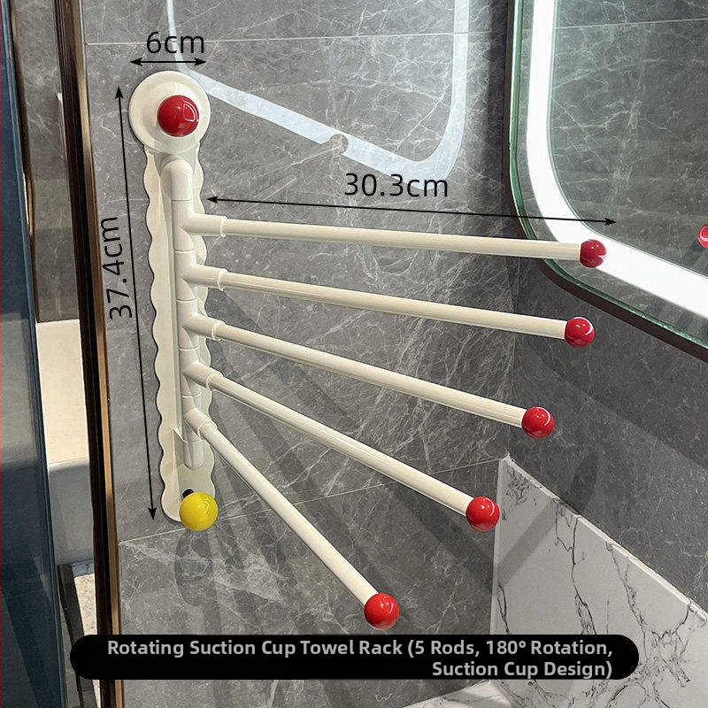 Suport de prosoape cu ventuză, rotativ, pentru baie – corp din fier, montaj fără găuri, fără urme