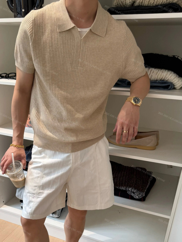 Polo majica s Seagull ovratnikom, kratki rukav, slobodan kroj, modal-spandex materijal, izšivanje