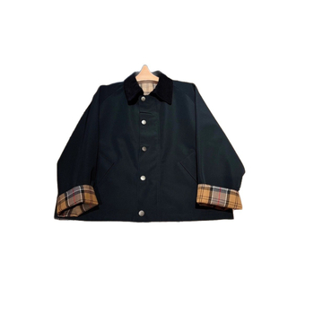 Obojstranná károvaná bavlnená bunda so zipsom, voľný strih