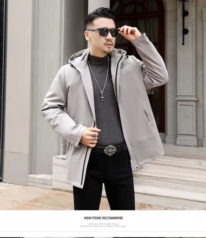 Ανδρικό παρκά από γούνα νέρκ με αποσπώμενο εσωτερικό, γούνινο γιακά από αλεπού, κουκούλα, φερμουάρ