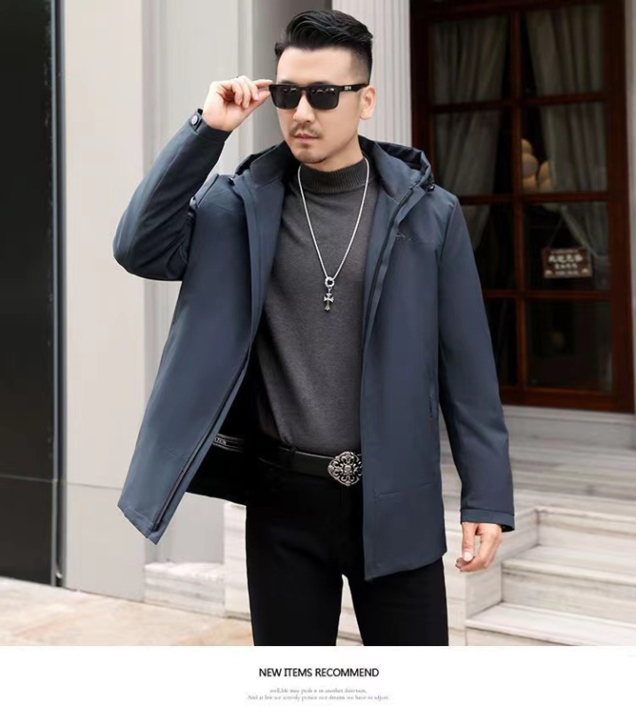 Ανδρικό παρκά από γούνα νέρκ με αποσπώμενο εσωτερικό, γούνινο γιακά από αλεπού, κουκούλα, φερμουάρ