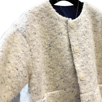 Ženská polyesterová bunda s guľatým výstrihom, karikatúrny vzor, dlhé rukávy a zapínanie na pracky