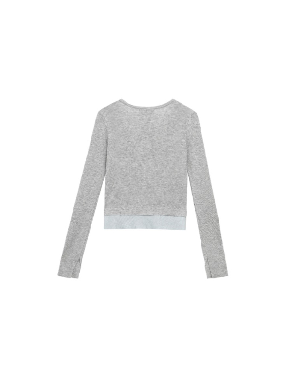 V-izrez, dugi rukavi, pleteni džemper s color-block uzorkom, mješavina poliestera i akrila, slim-fit