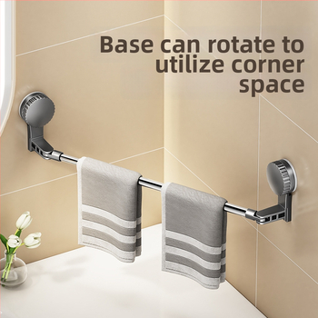 Cuier de prosoape cu ventuză pentru baie, telescopic, montaj fără găuri, materiale: plastic și oțel inoxidabil (Rupai)