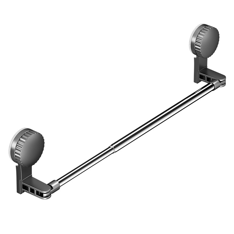 Cuier de prosoape cu ventuză pentru baie, telescopic, montaj fără găuri, materiale: plastic și oțel inoxidabil (Rupai)