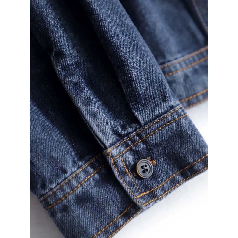 Denim kardigan jakna, dugi rukavi, okrugli ovratnik, pamuk 95%+, gradski stil, proljeće 2024