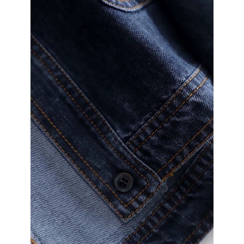 Denim kardigan jakna, dugi rukavi, okrugli ovratnik, pamuk 95%+, gradski stil, proljeće 2024
