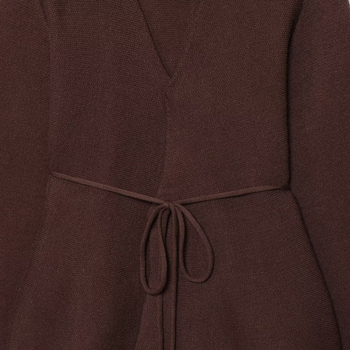 Pleten kardigan s kaišem, poliester, jednobojna boja, dugi rukavi, okrugli izrez, duljina 50–65 cm, gradski stil