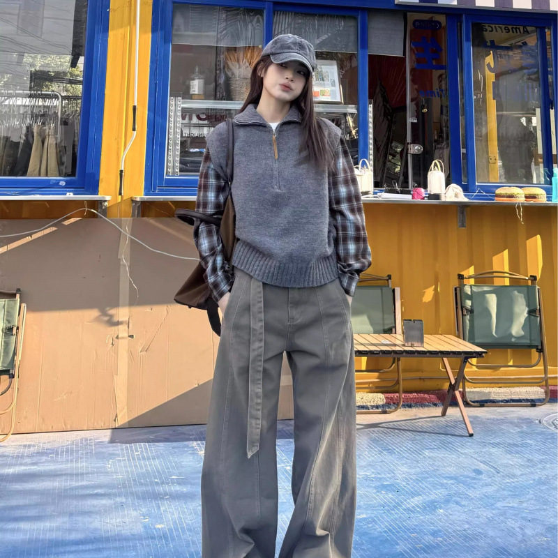 Ženski pleteni džemper – labav kroj, stojeći ovratnik, dugi rukavi, akrilna smjesa, gradski stil